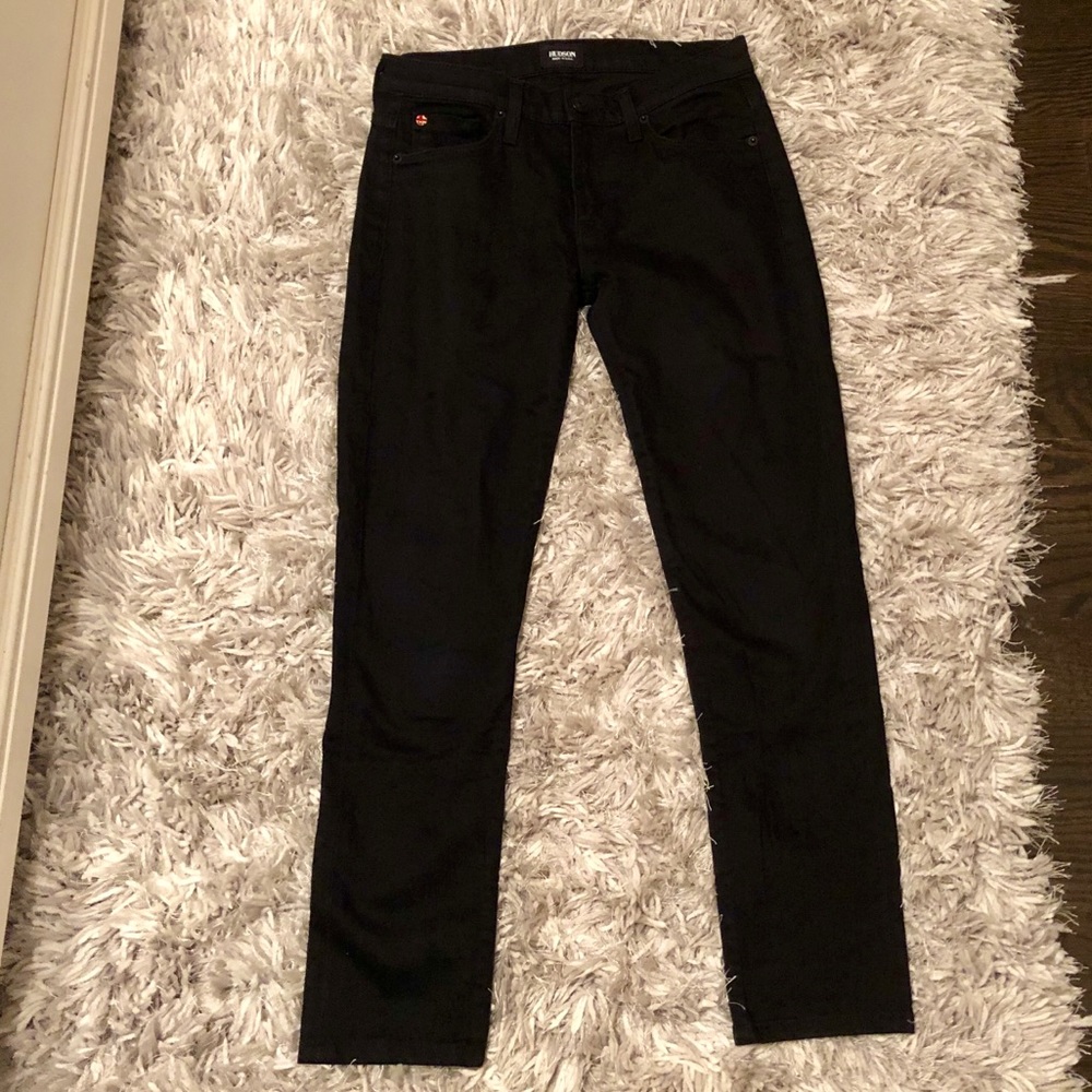 Hudson Black Cropped Skinny Jeans